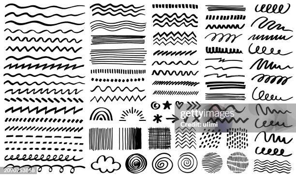 hand drawn design elements - dotted line alphabet stock illustrations