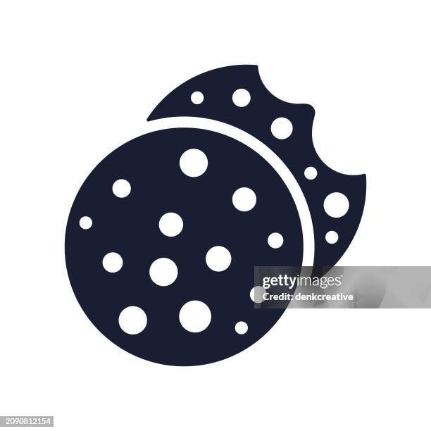 solid vector icon for cookie - chocolate chip cookie stock illustrations