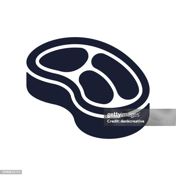 solid vector icon for steak - meat stock illustrations