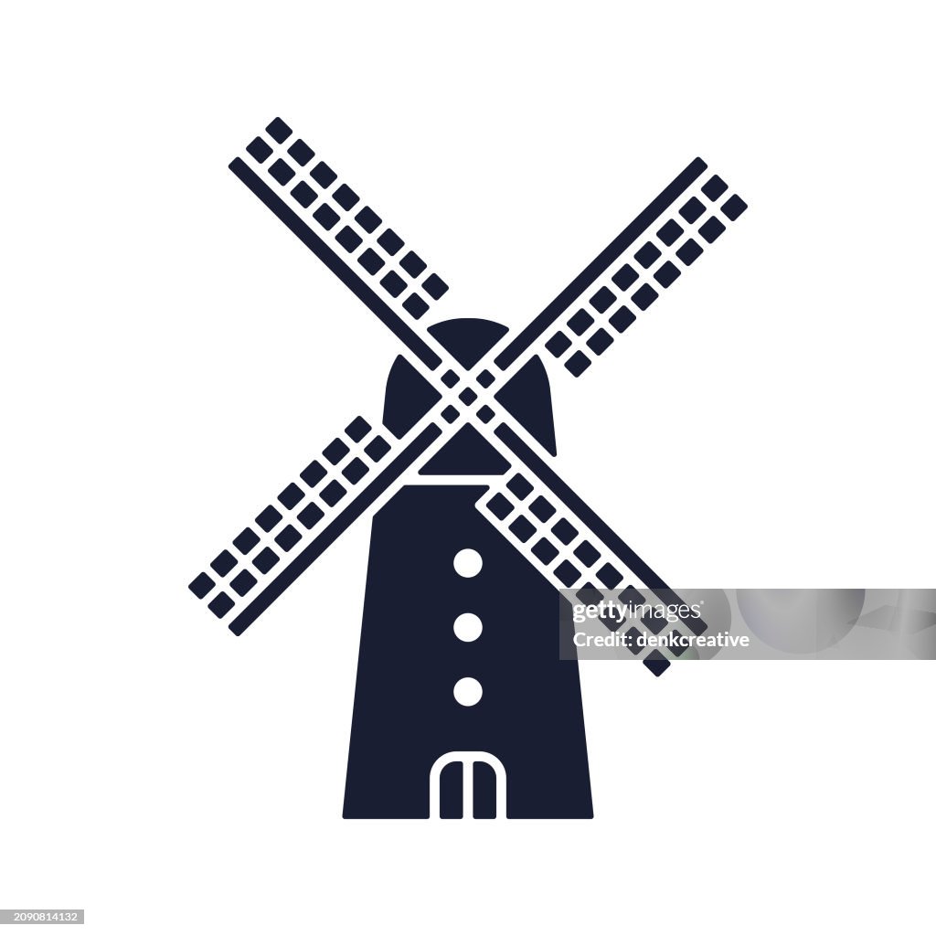 Solid Vector Icon for Windmill