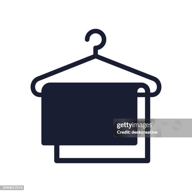 solid vector icon for towel - hanging laundry stock illustrations