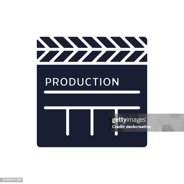 stockillustraties, clipart, cartoons en iconen met solid vector icon for movie clapboard - movie camera logo