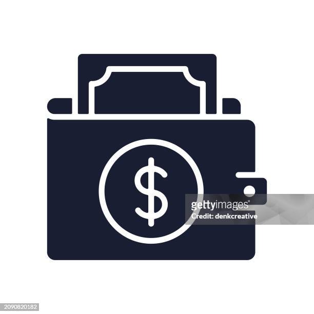 solid vector icon for wallet inflation - handbag vector stock illustrations