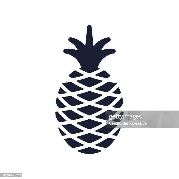solid vector icon for pineapple - pineapple stock illustrations