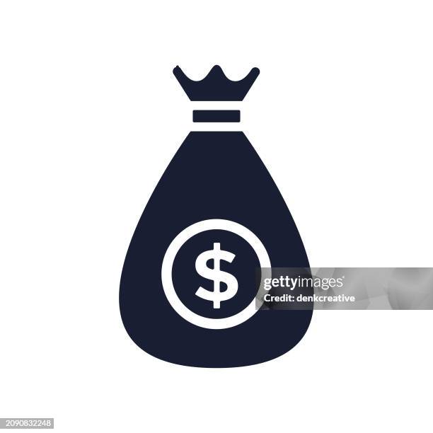 solid vector icon for money bag - capitalism stock illustrations