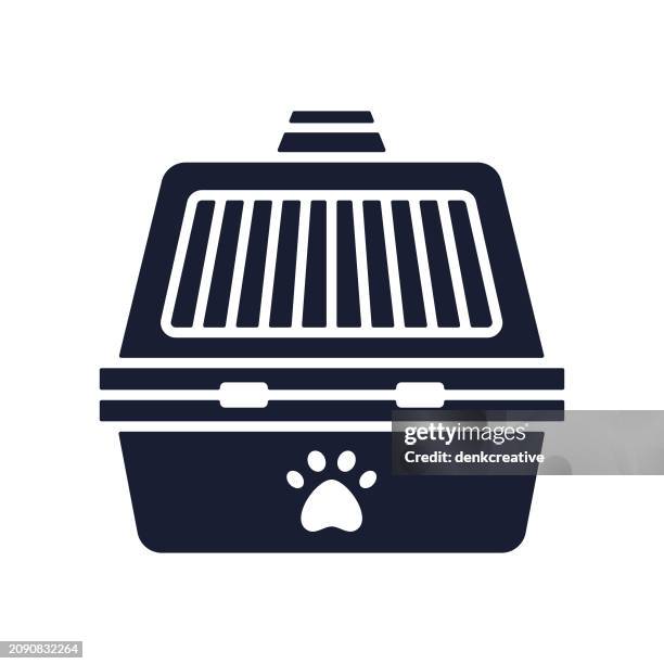 solid vector icon for pet carrier - plane kennel stock illustrations