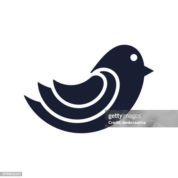 solid vector icon for bird - small bird flying stock illustrations