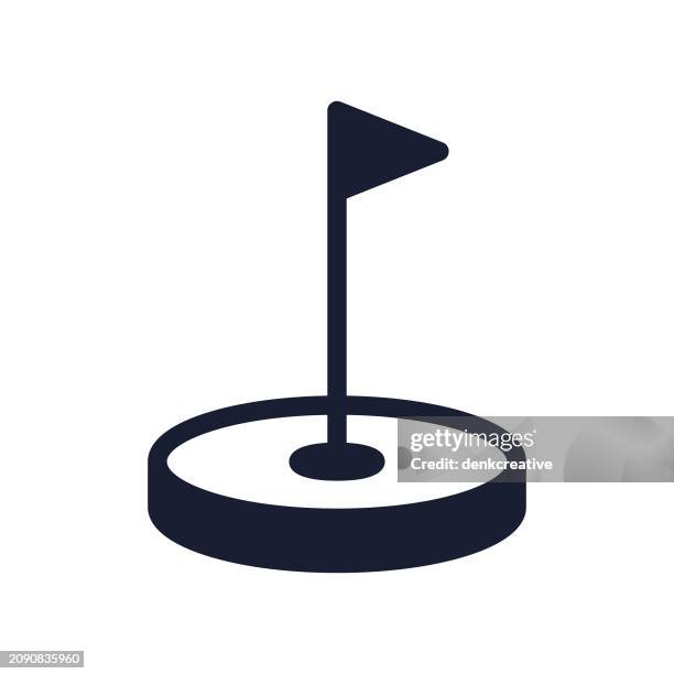 ilustraciones, imágenes clip art, dibujos animados e iconos de stock de icono de vector sólido para bandera de golf - agujero