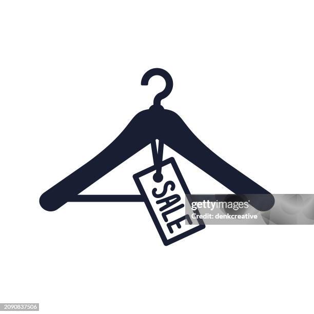 solid vector icon for sale sign - wooden hanger stock illustrations