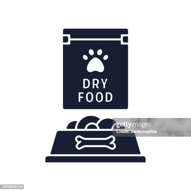 solid vector icon for dry pet food - dog bite stock illustrations