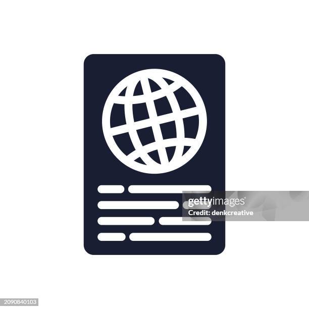 solid vector icon for passport - visa application stock illustrations