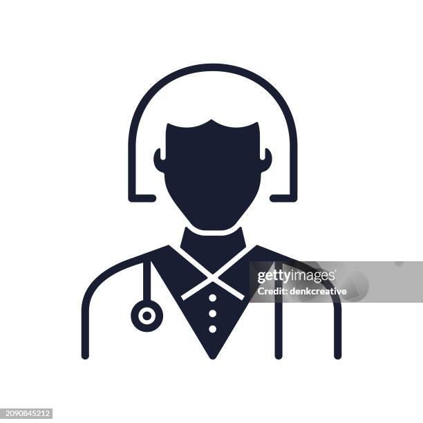 solid vector icon for doctor - doctor examining face stock illustrations