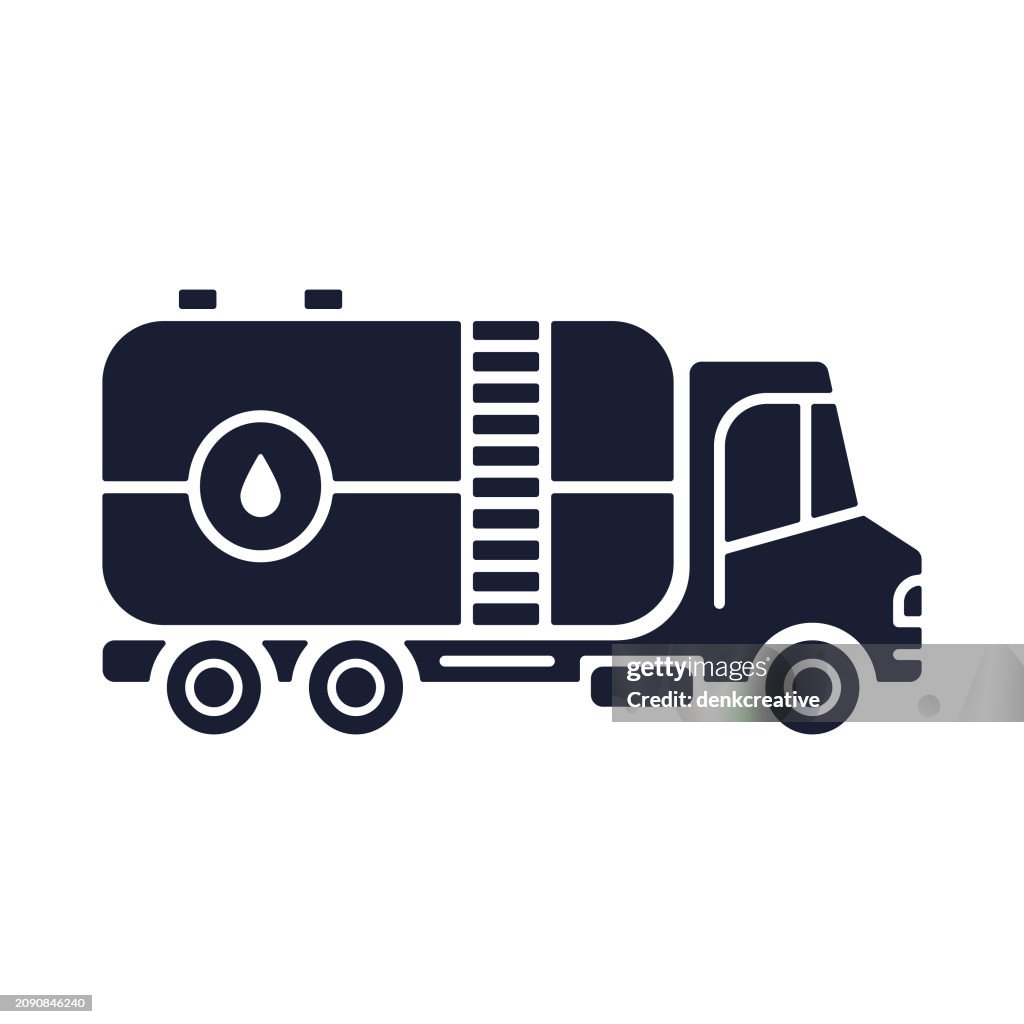 Solid Vector Icon for Oil Truck