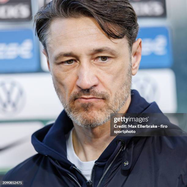 Head coach Niko Kovac of VfL Wolfsburg looks dejected after the Bundesliga match between VfL Wolfsburg and FC Augsburg at Volkswagen Arena on March...