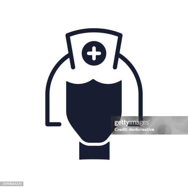 solid vector icon for nurse - nurses working together stock illustrations