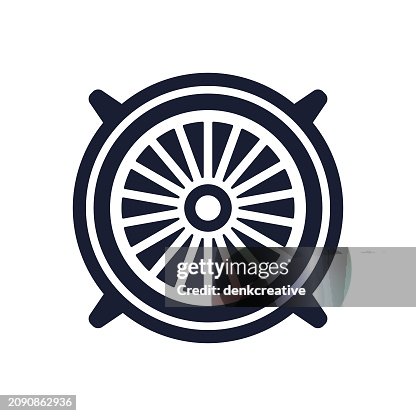 Solid Vector Icon for Jet Engine Solid Vector Icon for Jet Engine