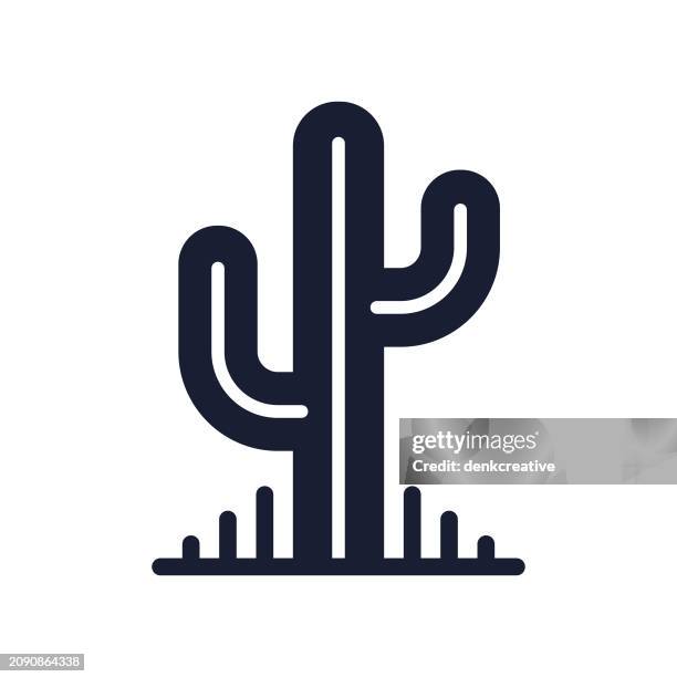 solid vector icon for cactus - cactus stock illustrations