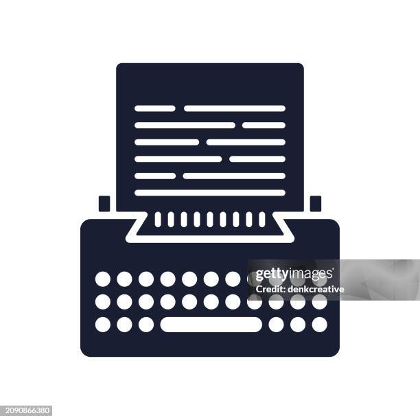 solid vector icon for typewriter - typewriter keyboard stock illustrations