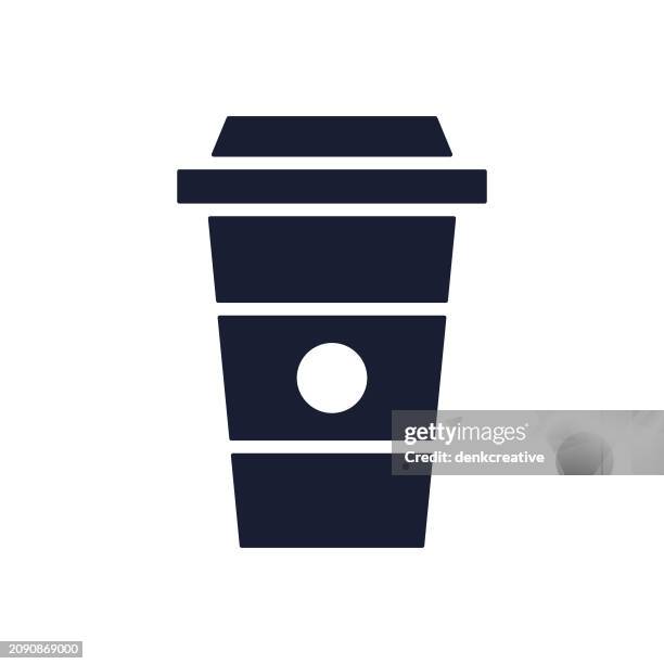 solid vector icon for hot coffee - plastic cups stock illustrations