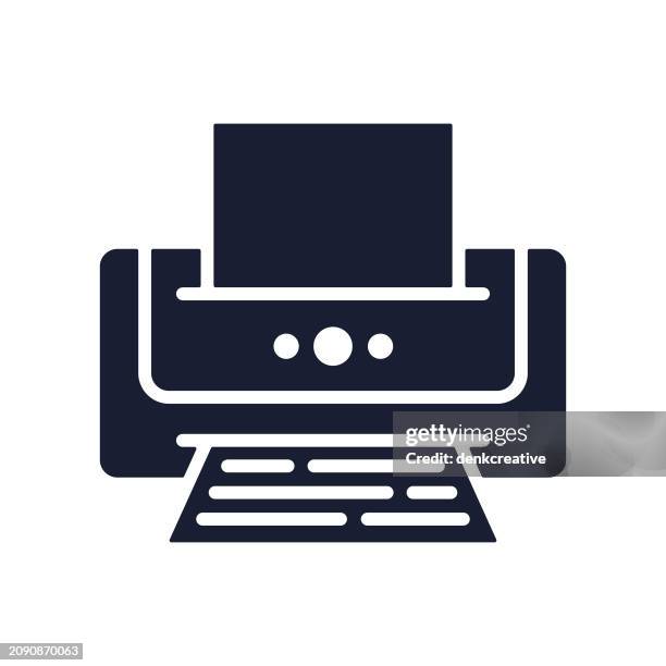 solid vector icon for computer printer - printer printing stock illustrations