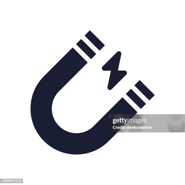 solid vector icon for magnetic field - magnet stock illustrations