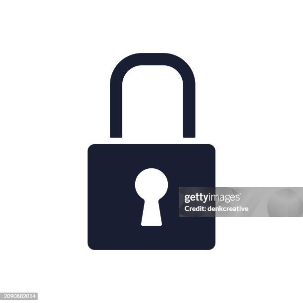 solid vector icon for lock - key logo stock illustrations