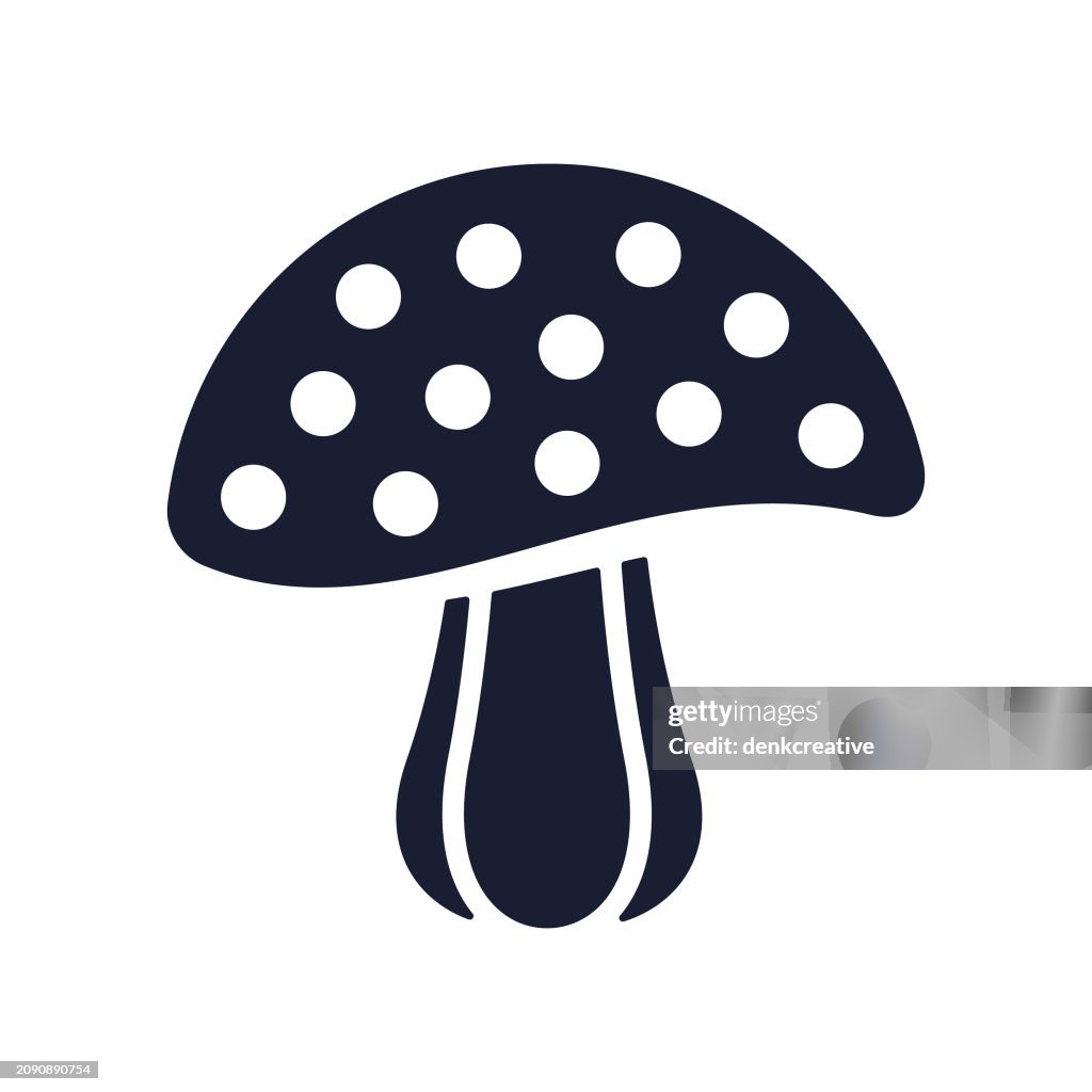 Solid Vector Icon for Mushroom