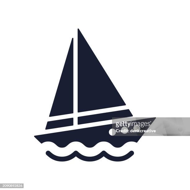 stockillustraties, clipart, cartoons en iconen met solid vector icon for sailing boat - kielboot scheepsromp
