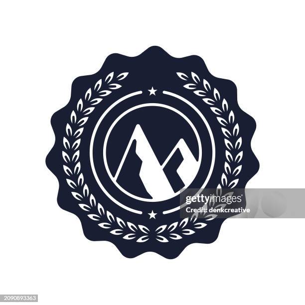 solid vector icon for mountain badge - mountain logo stock illustrations