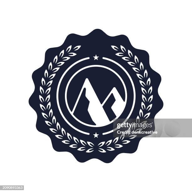 solid vector icon for mountain badge - mountain peak logo stock illustrations