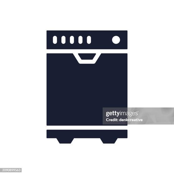 solid vector icon for dishwasher - dish washing machine stock illustrations