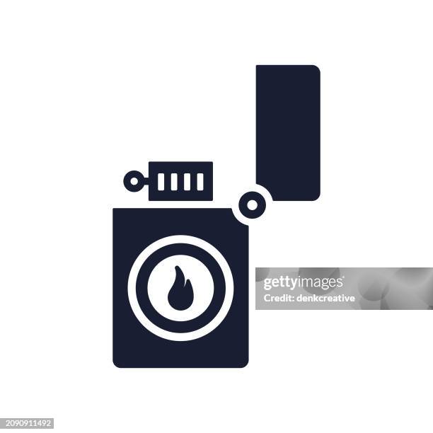 solid vector icon for pocket lighter - firefighter logo stock illustrations