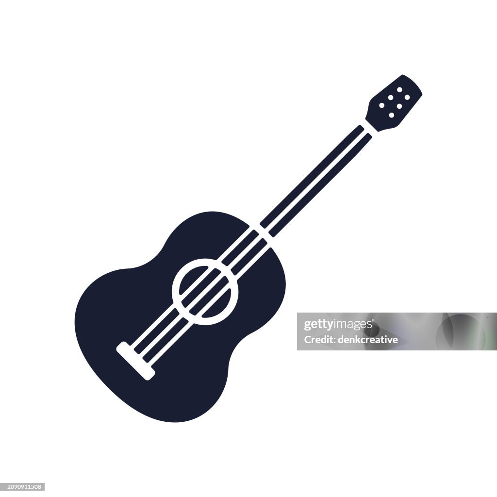Solid Vector Icon for Guitar