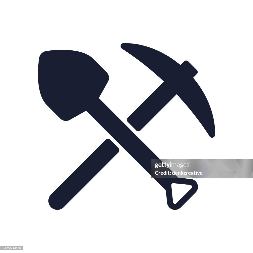 Solid Vector Icon for Mining Tools