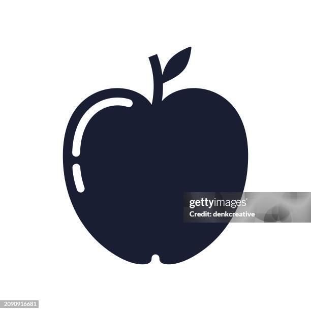 solid vector icon for apple - apple half stock illustrations