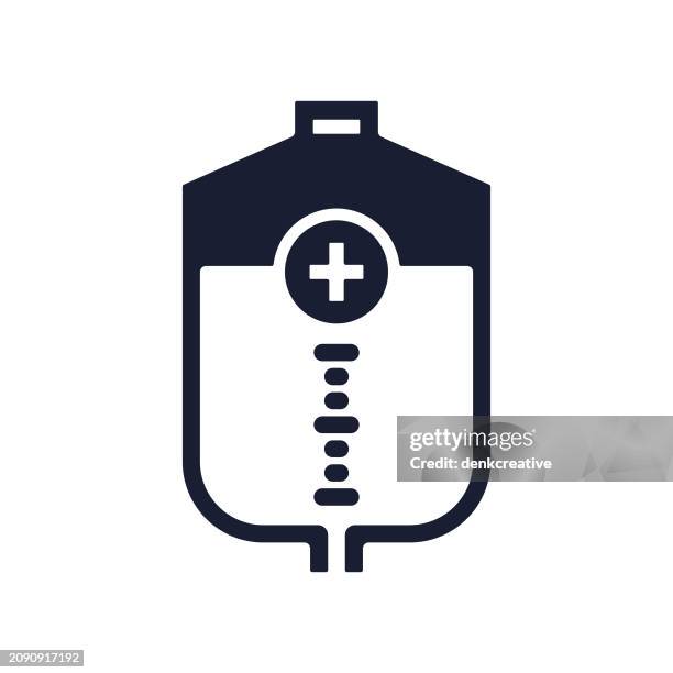 solid vector icon for blood serum - transfusion bag stock illustrations