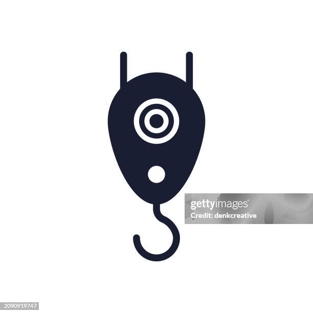 solid vector icon for crane hook - pulling up stock illustrations