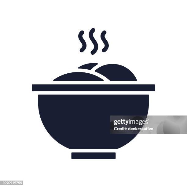 solid vector icon for fresh food - bowl stock illustrations