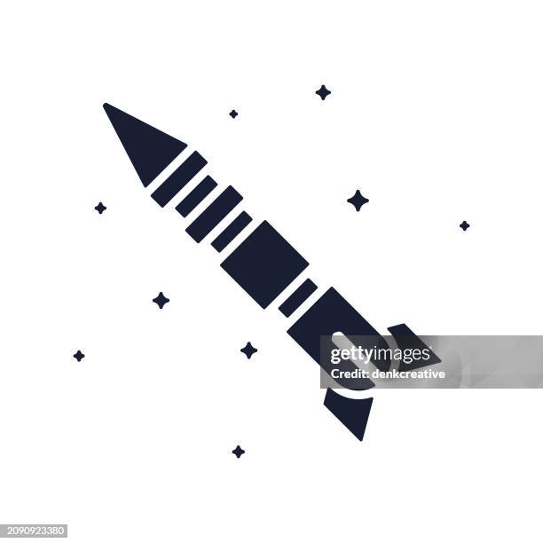 solid vector icon for rocket missile - ship on fire stock illustrations