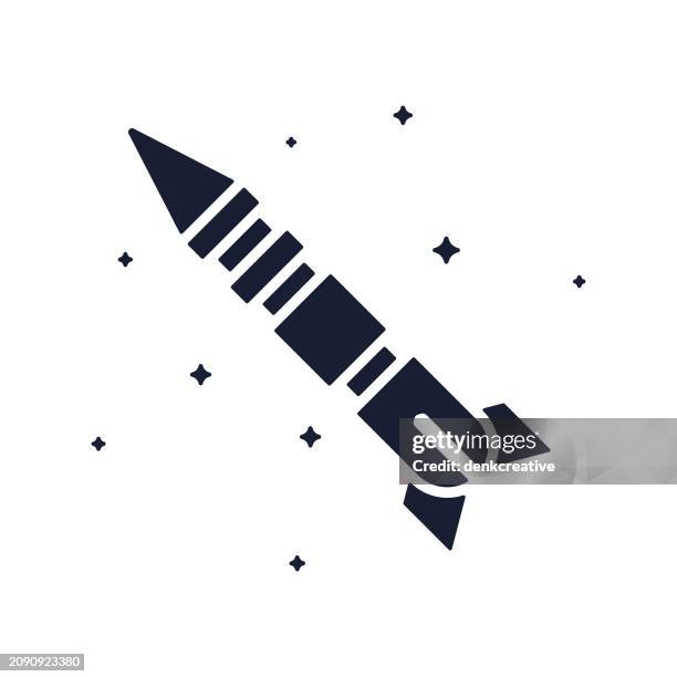 solid vector icon for rocket missile - missile launch stock illustrations