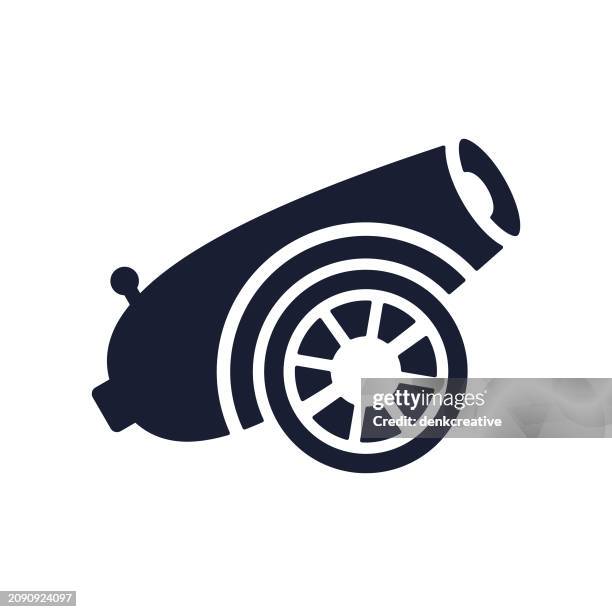solid vector icon for medieval canon - catapult stock illustrations