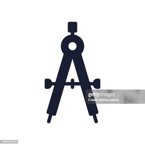 illustrations, cliparts, dessins animés et icônes de icône vectorielle solide pour la mesure de la boussole - compas de construction géométrique