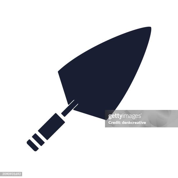 solid vector icon for wall coating - trowel stock illustrations