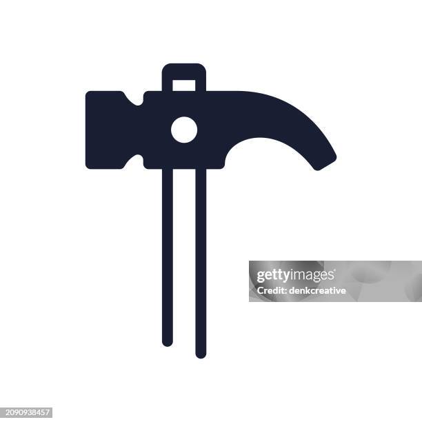 solid vector icon for hammer - builder logo stock illustrations