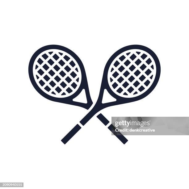 stockillustraties, clipart, cartoons en iconen met solid vector icon for tennis racket - tennis logo