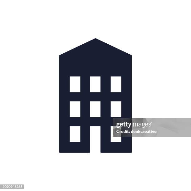 solid vector icon for residence - housing development construction stock illustrations