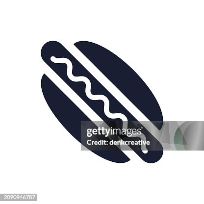 Solid Vector Icon for Hot Dog Sausage Solid Vector Icon for Hot Dog Sausage