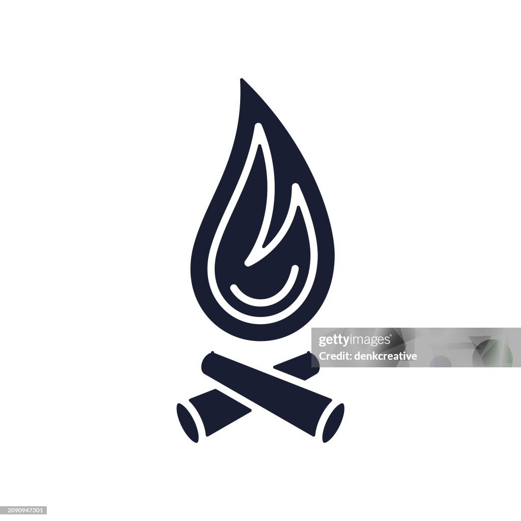 Solid Vector Icon for Camp Fire