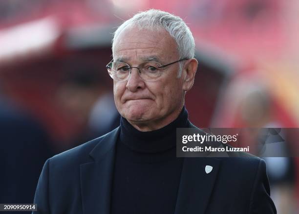 Cagliari Calcio head coach Claudio Ranieri looks on before the Serie A TIM match between AC Monza and Cagliari at U-Power Stadium on March 16, 2024...