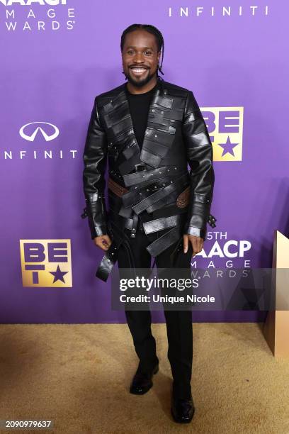 Shameik Moore attends the 55th Annual NAACP Awards at Shrine Auditorium and Expo Hall on March 16, 2024 in Los Angeles, California.
